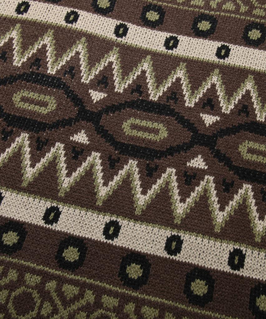 TRILLION Винтажный жаккардовый джемпер Fair Isle с круглым вырезом_Коричневый