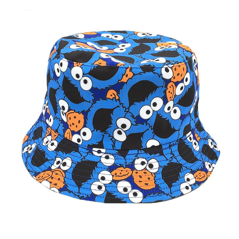 Cartoon basin hat INS sunscreen sun hat fashion Korean version cute versatile student basin hat women's sesame street bucket hat