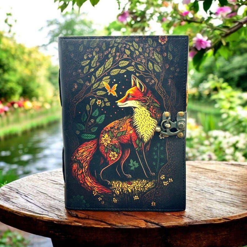Журнал из кожи лисы в деревенском стиле, винтажная книга теней, гримуар, толстый журнал, подарок для мужчин и женщин