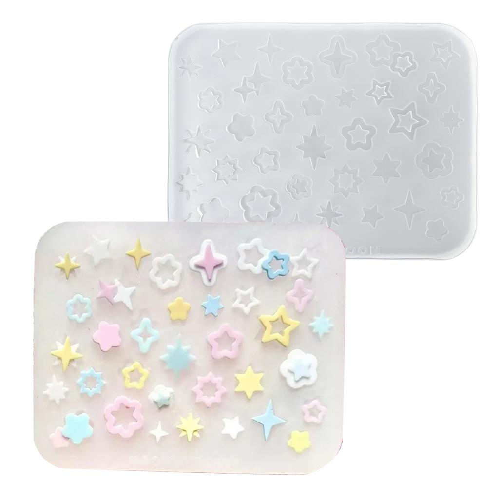 Силиконовые формы для маникюра «Звезда» с узорами звезд, формы-подвески для нейл-артистов, форма для креативных маникюрных украшений