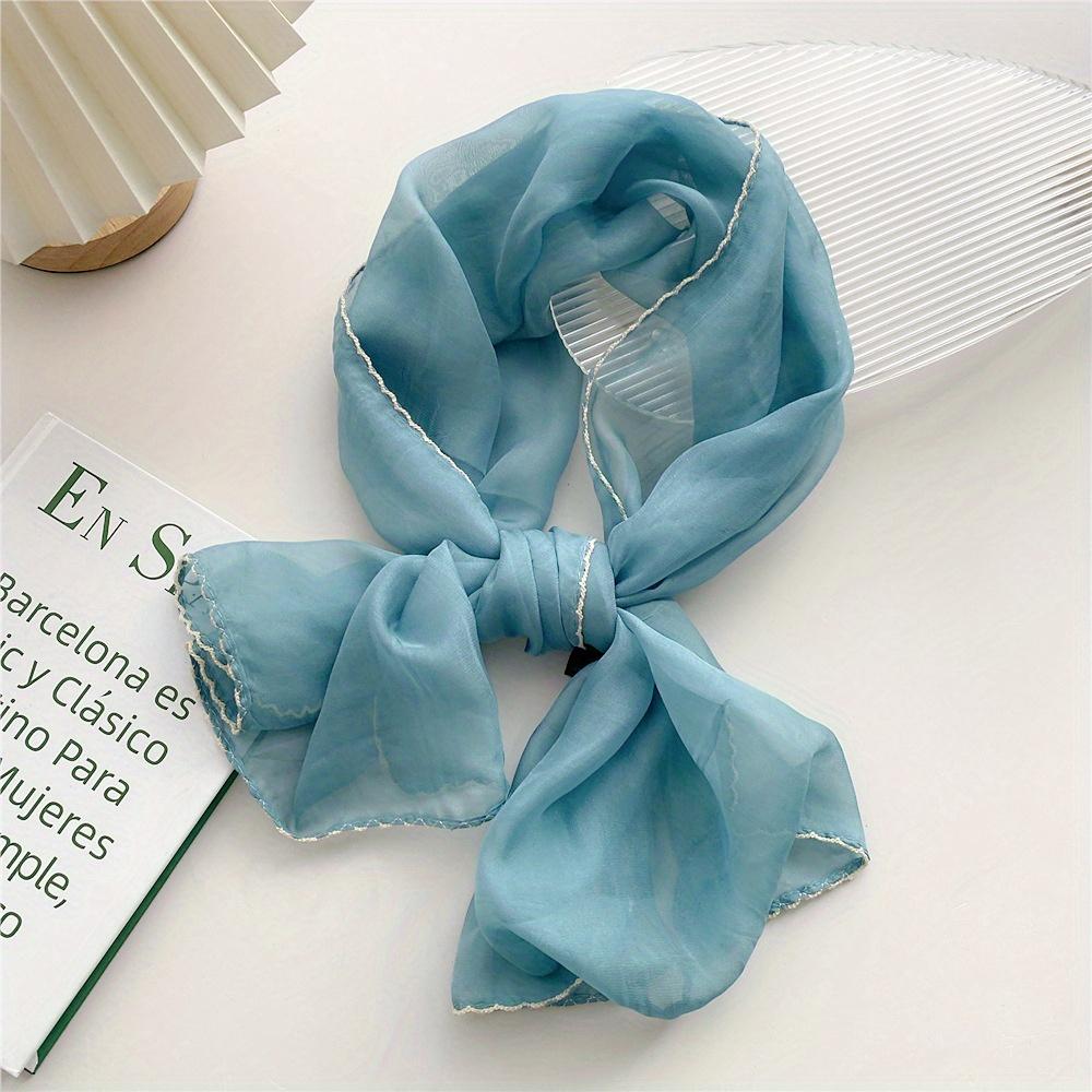 Solid Color Lace Neckerchief Long Scarfs Ribbon Wrist Basic Versatile Thin Head Scarf For Women Simple Headband Fashion Hairband