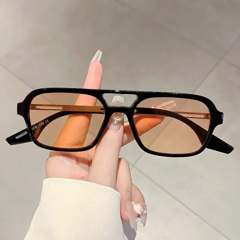 Модные квадратные солнцезащитные очки женские Новые персонализированные с двойной перекладиной Мужские и женские Солнцезащитные очки с УФ-защитой Летние очки