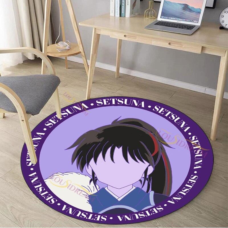3D принт Hanyou No Yashahime, ковер с узором, круглый ковер, домашний декор, противоскользящий круглый коврик для спальни, коврик для стула