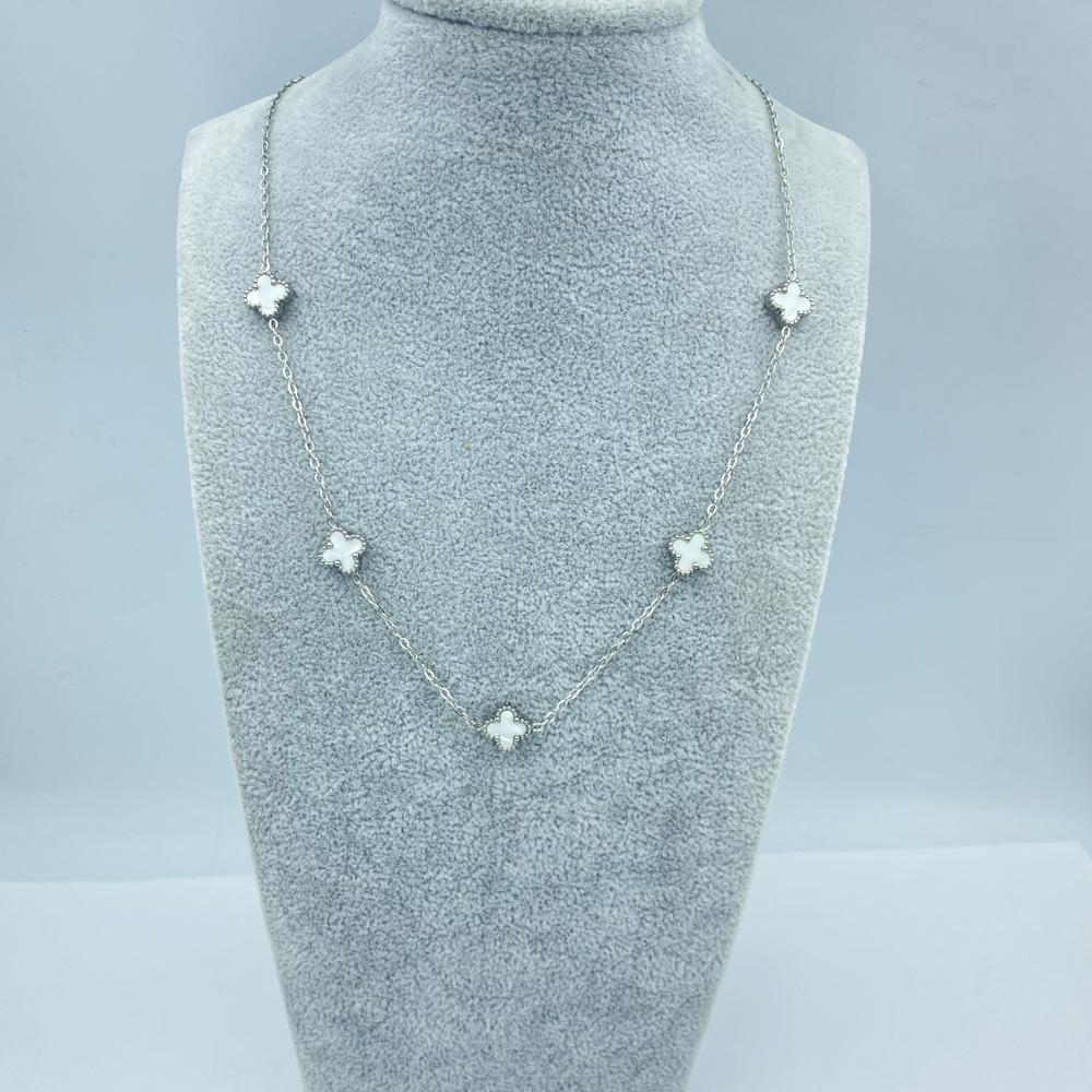 9MM Titanium Steel Four-leaf Clover Shell 5 Flowers Necklace Women's New Light Luxury Hundred Lock Bone Chain Shell Collar Jewelry