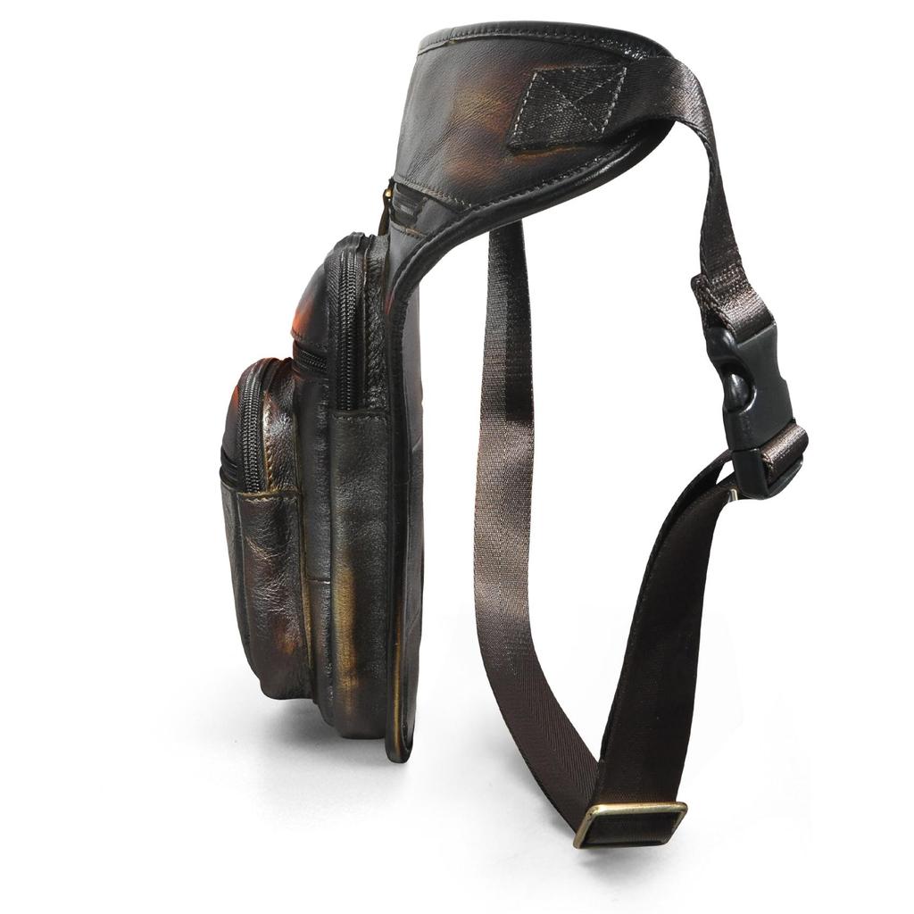 Men's Genuine Leather Casual Messenger Shoulder Sling Bag Fashion Multifunction Waist Pack Drop Leg Bag