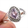 Ювелирное кольцо ручной работы из цельного серебра 925 пробы с натуральным розовым аметистом S.7.5 F1g17