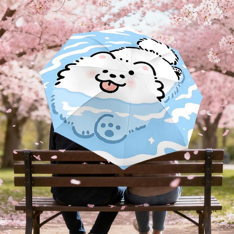 1PC clouds dog Umbrella-8-Rib Reinforced, Automatic Open, Lightweight & Durable, Cute Fashion Accessory for Outdoor-Y0387