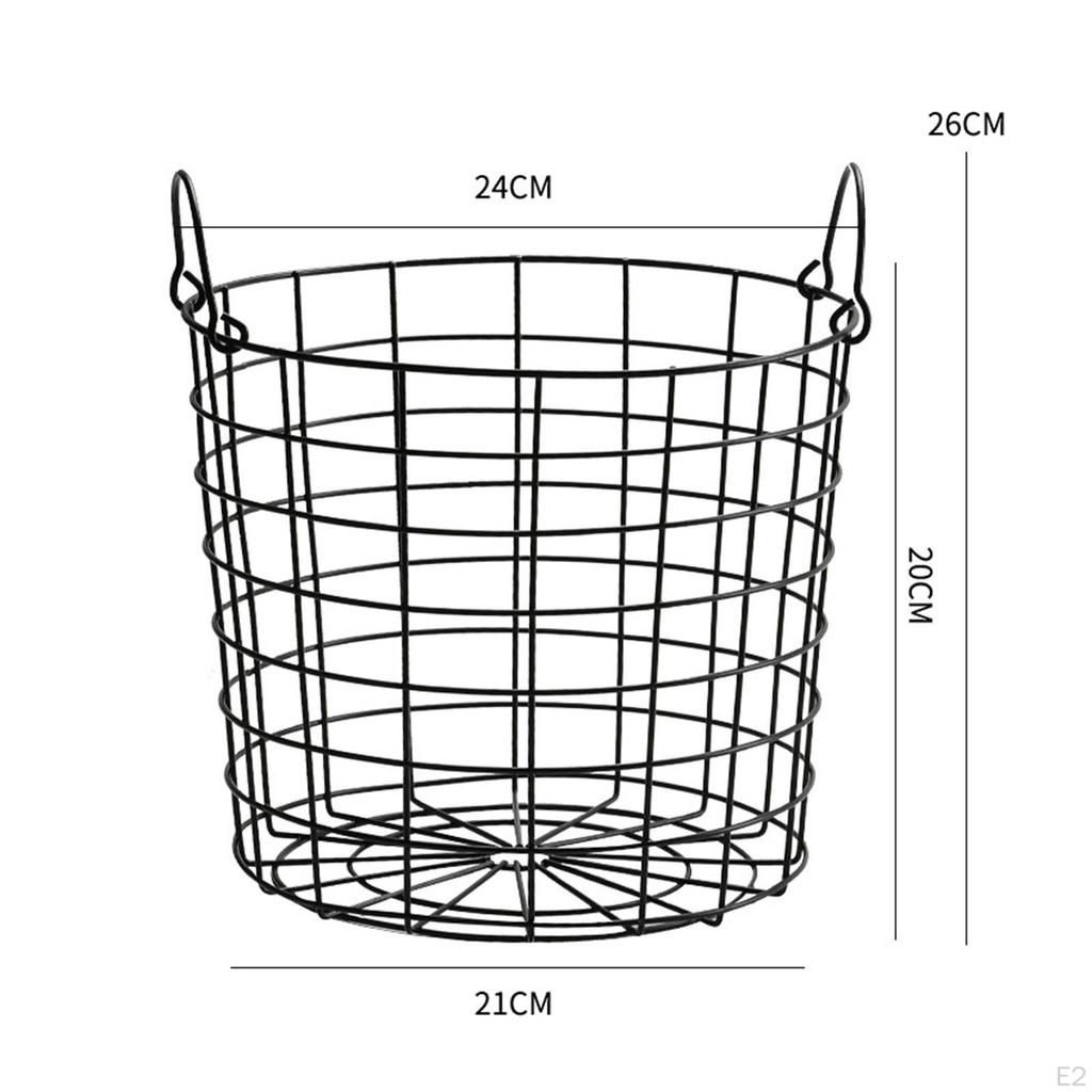 Iron Storage Basket 8.27inch X 7.87inch with Handles Sundries Bins Large