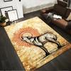 "Mandala Inspired Howling Wolf Pattern Beige Art Area Rug Carpet" Suitable for Use As an Anti-slip for Living Room Bedroom Sofas