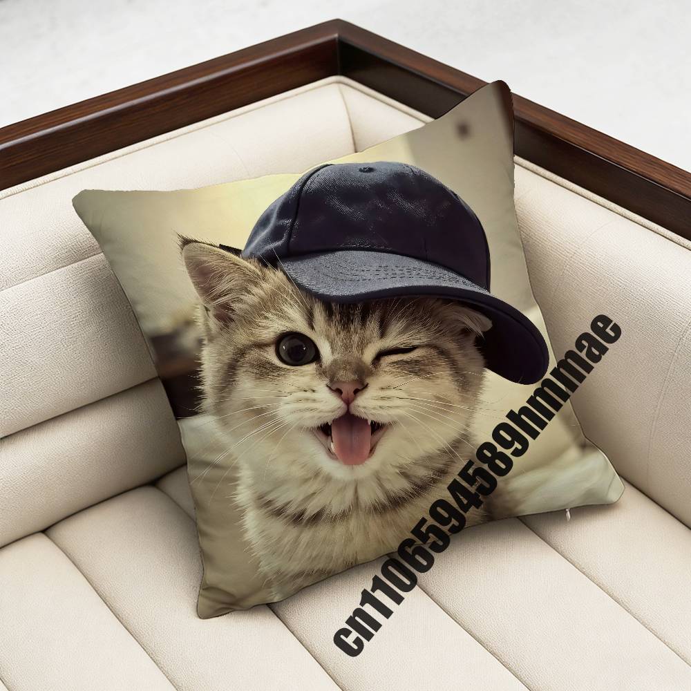 For Funny Cute Cat Meme Throw Pillow Case Sham 45X45Cm 40X40Cm Square Car Pillowcase Pad Cushion Cover