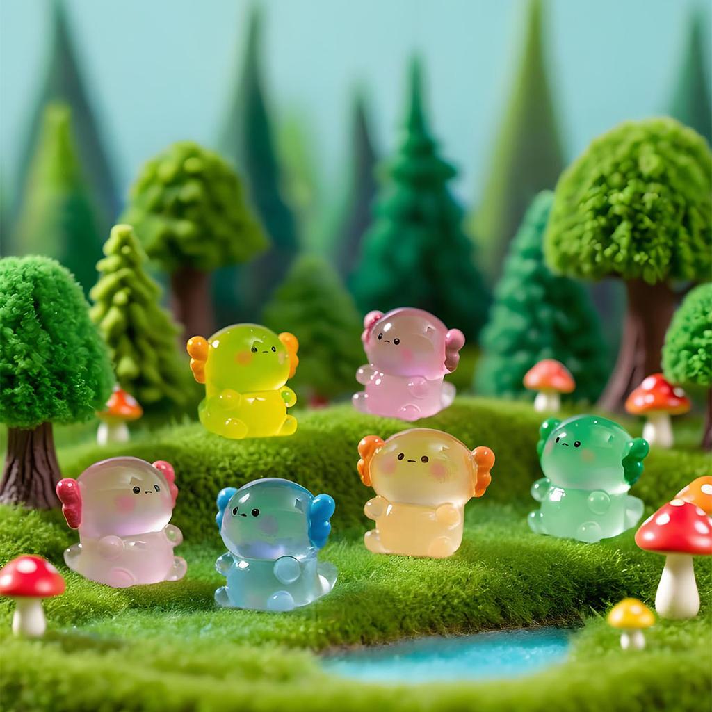 Luminous Chubby Hexagonal Dragon Figurine Cute Diy Decorative Accessories, Micro-Landscape Resin Small Ornaments
