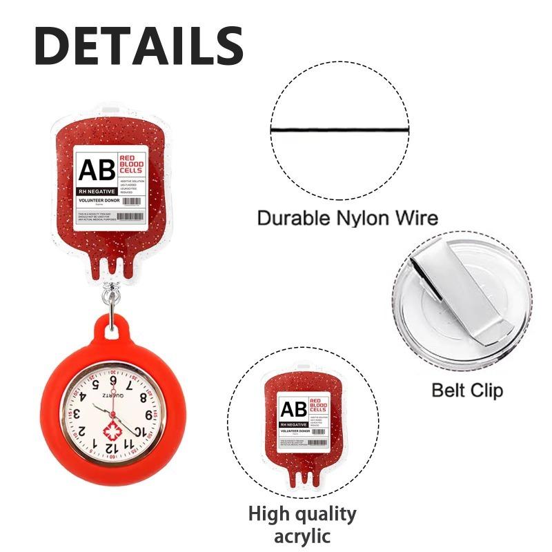 Катушка для бейджа с часами, Креативный медицинский дизайн в виде капельницы и группы крови, Забавный выдвижной держатель для ID-карты на шнурке для работников здравоохранения