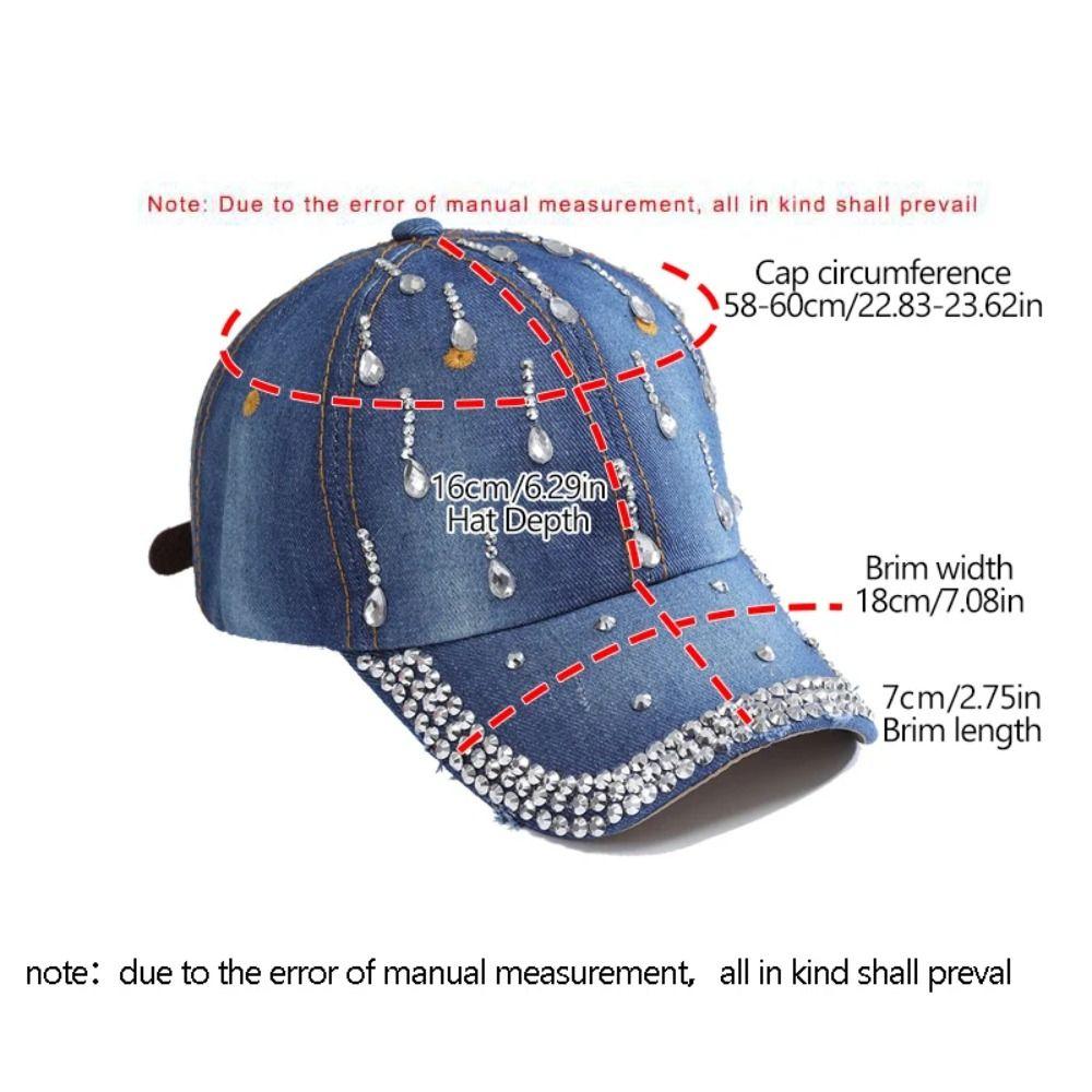 Adjustable Rhinestone Baseball Cap Women Cotton Denim Baseball Cap New Sequins Sports Cap