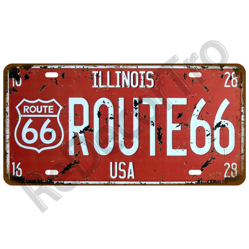 Garage Car Retro Route 66 Tinplates Plate Metal Sign Posters On The Wall Tin Sign Vintage Poster Home Decor Art Room Decoration