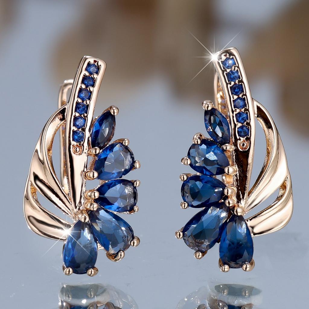 Charm Female White Zircon Stone Hoop Earrings Rose Gold Color Simple Wedding Jewelry for Women