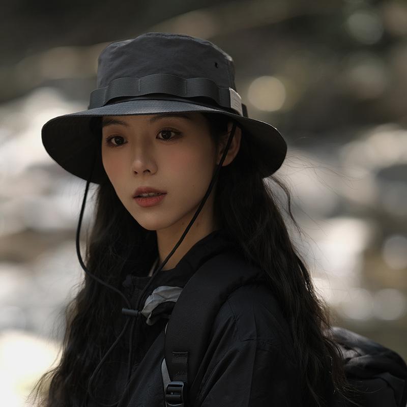 Japanese Outdoor Thin Quick-Drying Spring And Summer Drawstring Climbing Hat Men'S And Women'S Bucket Hat Sunshade Sunscreen Basin Hat