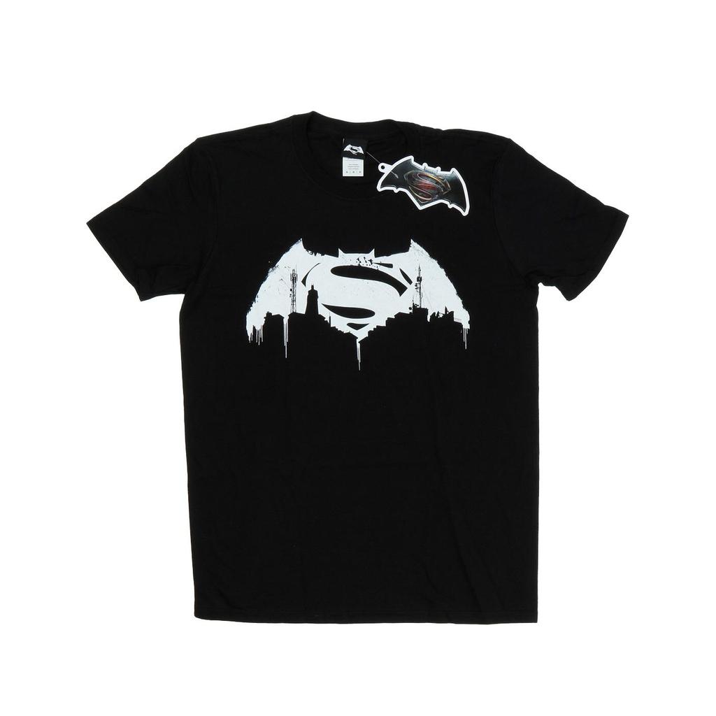 DC Comics Mens Batman v Superman Beaten Logo T-Shirt