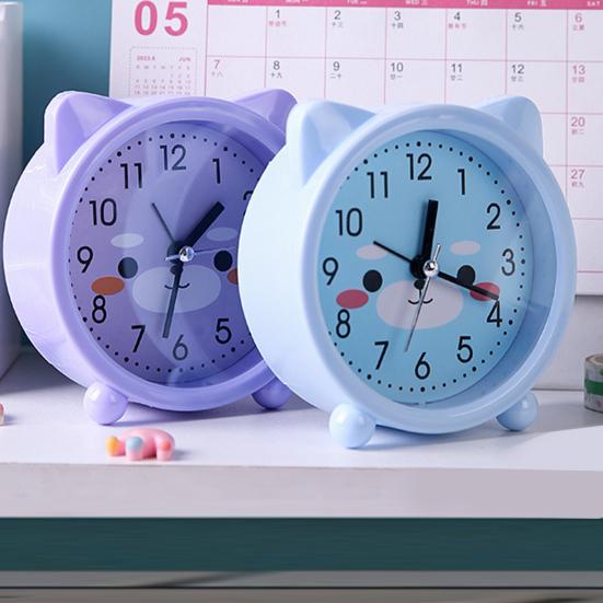 Будильник Милый Мультяшный Форма Бесшумный Движение Питание От Батареи Портативный Будильник Украшение Спальни