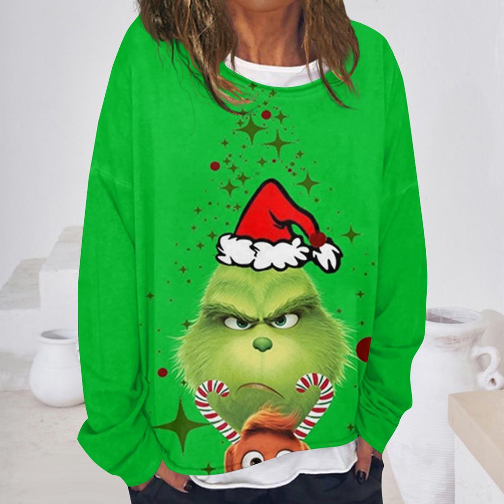 Women's Casual Fashion Vintage Printed Long Sleeve O-Neck Sweatshirt Layer Pullover Top