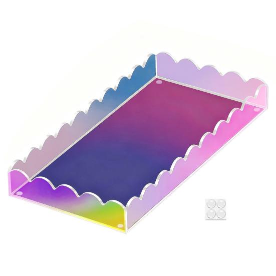 1/2 шт. Акриловый поднос для туалетного столика в ванной комнате, многоцелевой диспенсер для мыла, держатель для парфюмерии, поднос для хранения, прямоугольный декоративный поднос с фестонами для столешницы в гостиной