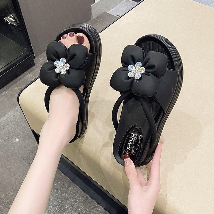 Летние новые сетчатые красные все с толстой подошвой темпераментные модные пляжные тапочки приливные цветочные тапочки женская одежда для улицы