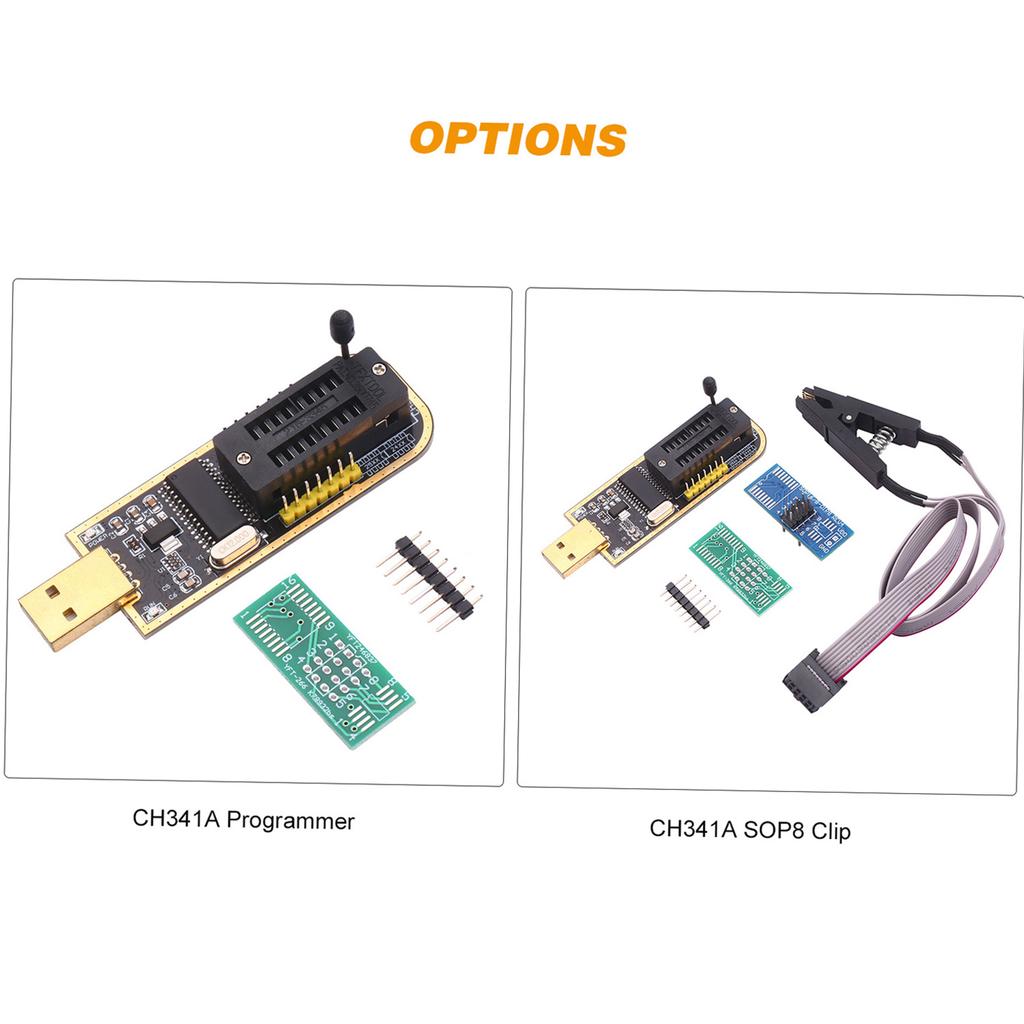 CH341A USB Programmer EEPROM BIOS Flasher Programmable Logic Circuits with SOP8 Flash Clip Suitable for 24 25 Series