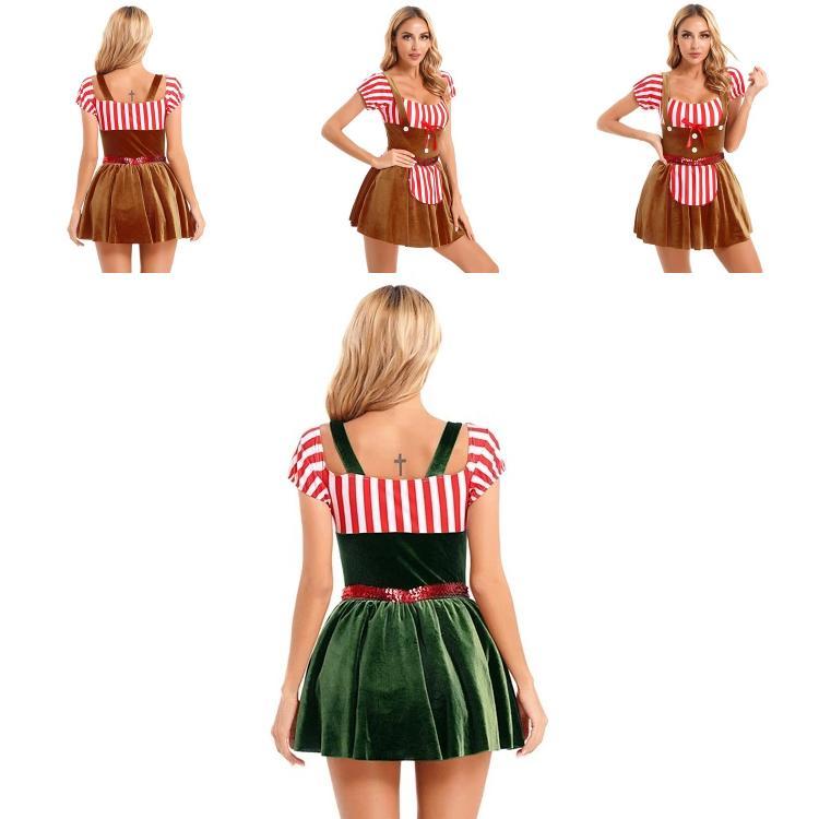 Рождественский костюм для женщин из полиэстера и спандекса, яркий красочный наряд для сценических выступлений на Хэллоуин для праздничных вечеринок