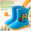 Minions Rain Boots Boys Rain Boots Cartoon Cute Small and Medium-sized Children Anti-Slip Kindergarten Thick Bottom Yellow Baby Water Shoes Women
