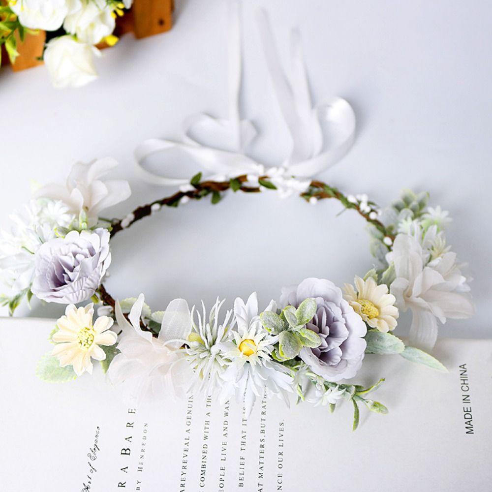 Hair Jewelry Bride Hair Band Headwear for Wedding Flower Wreaths Flower Tiara Garland Crown