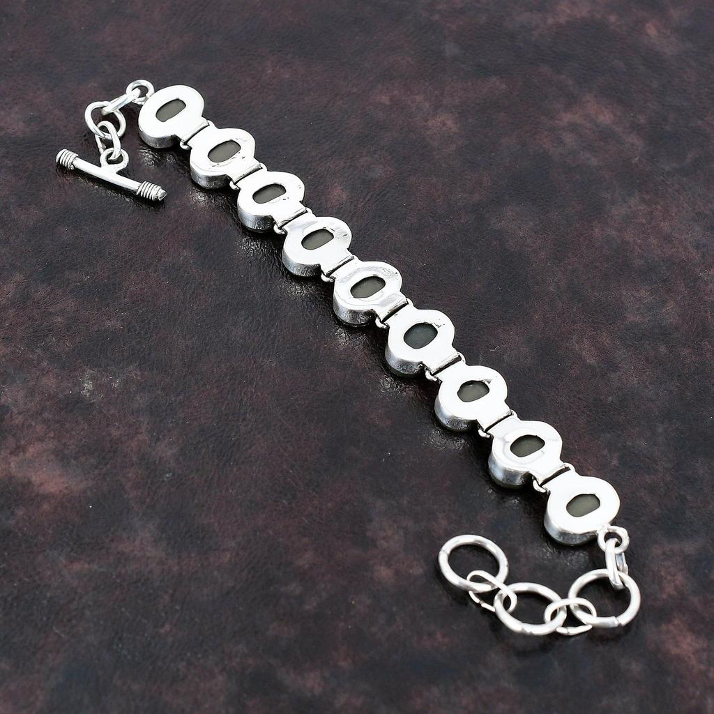 Браслет из ракушки морского ушка Ювелирные изделия ручной работы Браслет из стерлингового серебра 925 пробы Ювелирные изделия из драгоценных камней Регулируемый браслет-цепочка Подарок для нее Элегантные украшения