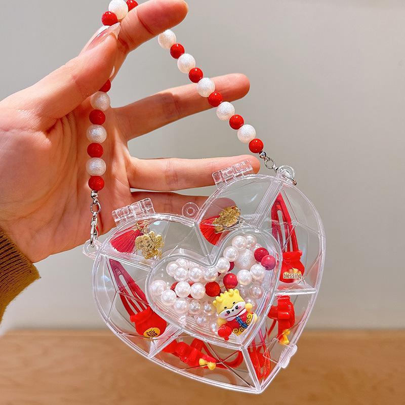 Детский милый мультяшный браслет-цепочка с подвесками-фруктами и Счастливым Драконом - Подарочная коробка на День Рождения