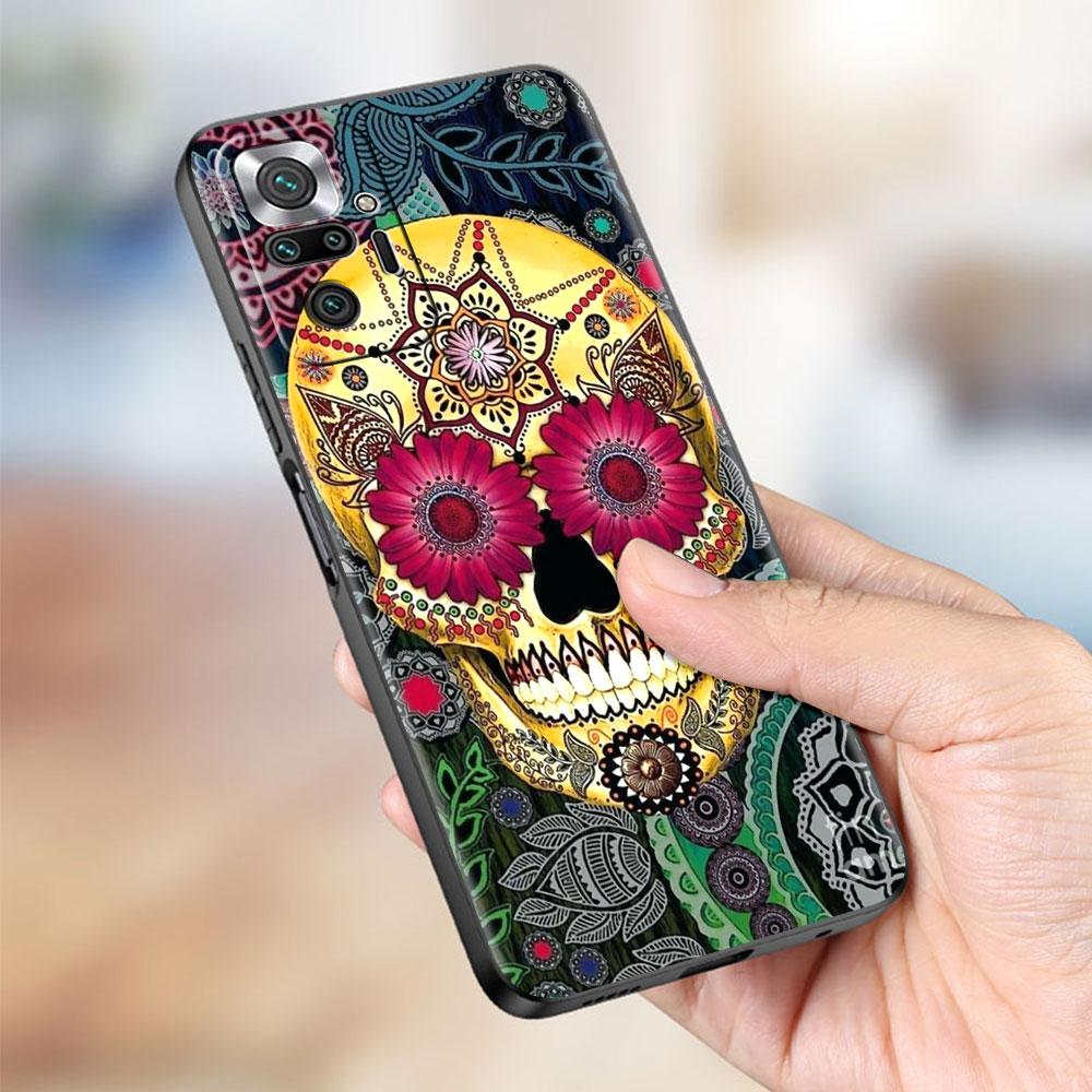 Fitted Soft Case For Xiaomi Redmi Note 9S 9 10 8 Pro 9A 13 12 12S 12C 10C 9i Capa Tpu Mexican Catrina Skull Girl Phone Cover