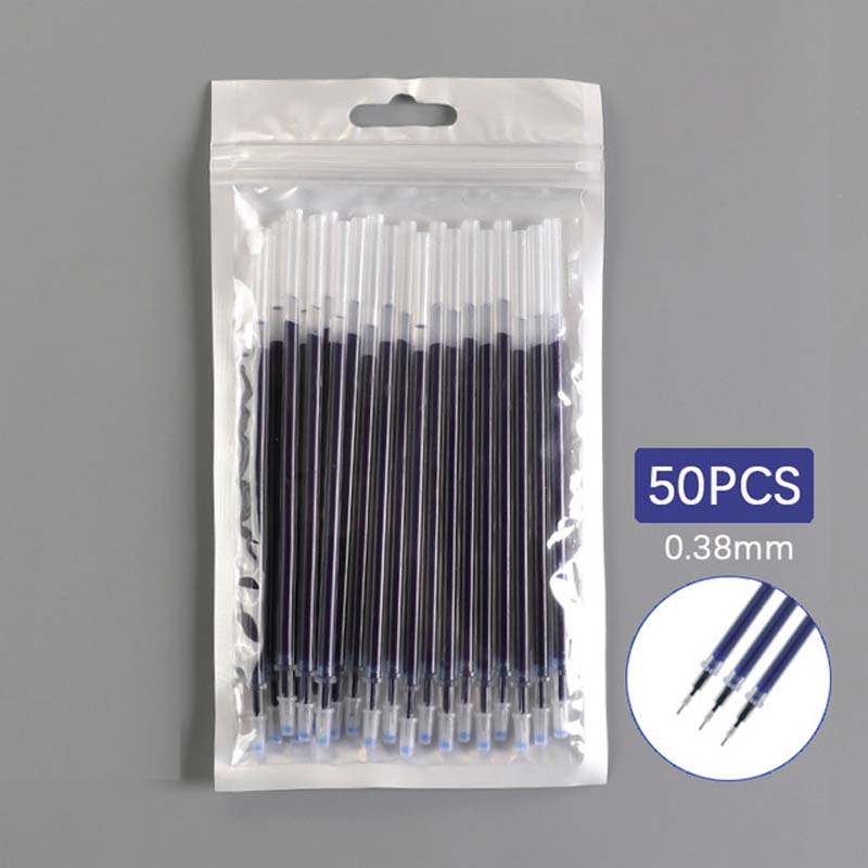 50 шт./пакет, универсальный, 0,38 мм, игольчатый наконечник, гелевая ручка, сменный стержень, черные, синие, красные чернила, сменный стержень, длина 13 см, офисные школьные письменные принадлежности