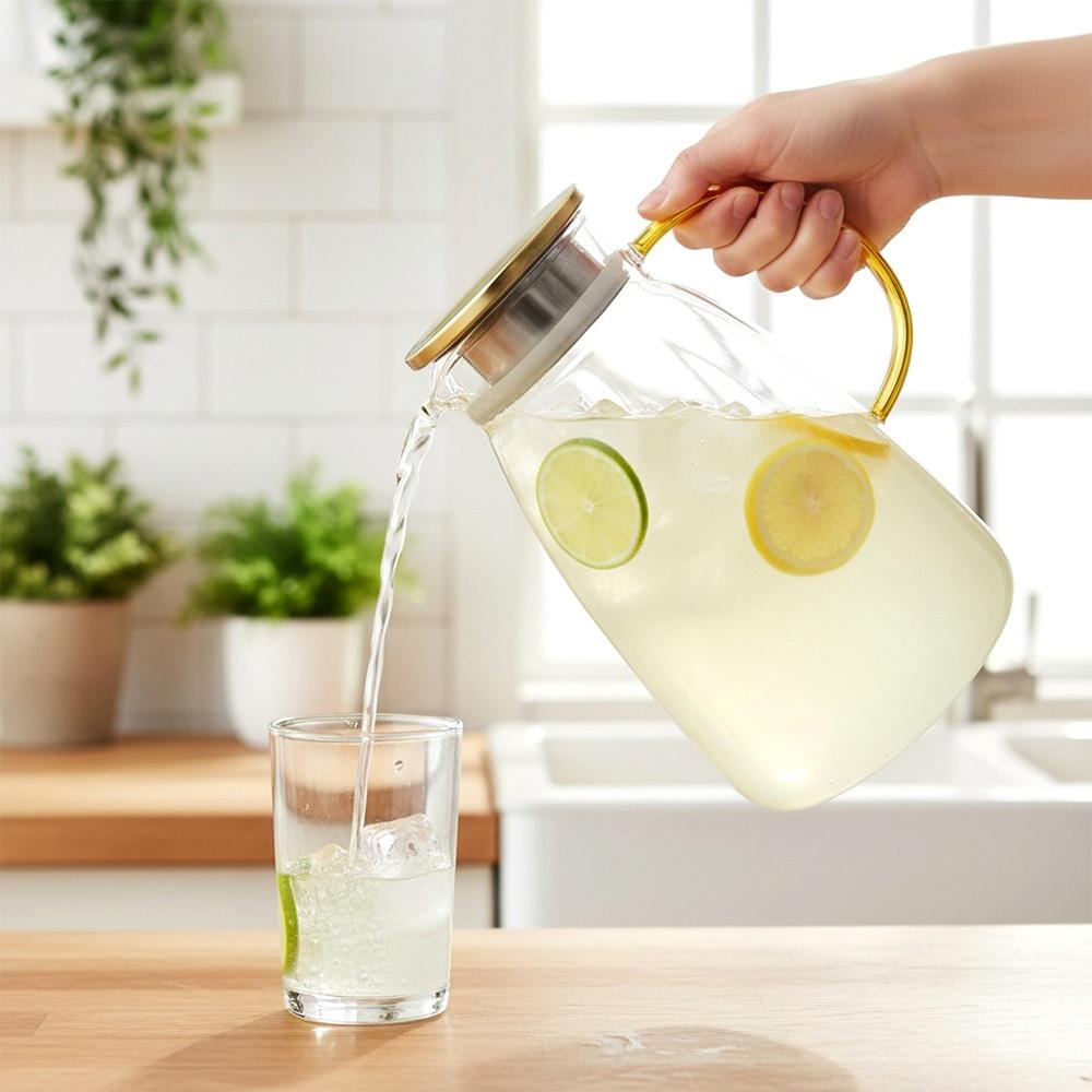 Dzbanek na Napoje Wodę Sok Lemoniadę do Napojów Szklany z Pokrywką 2,2L