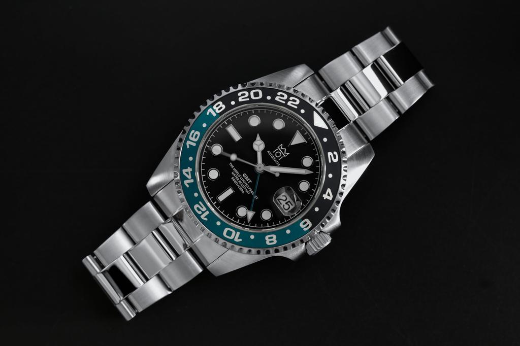 НОВАЯ модель АВТОМАТИЧЕСКИЕ ЧАСЫ Hyakuichi GMT Механические часы GMT Японский механизм Вращающийся безель 20 ATM Водонепроницаемые часы с функцией мирового времени Aqua x Black