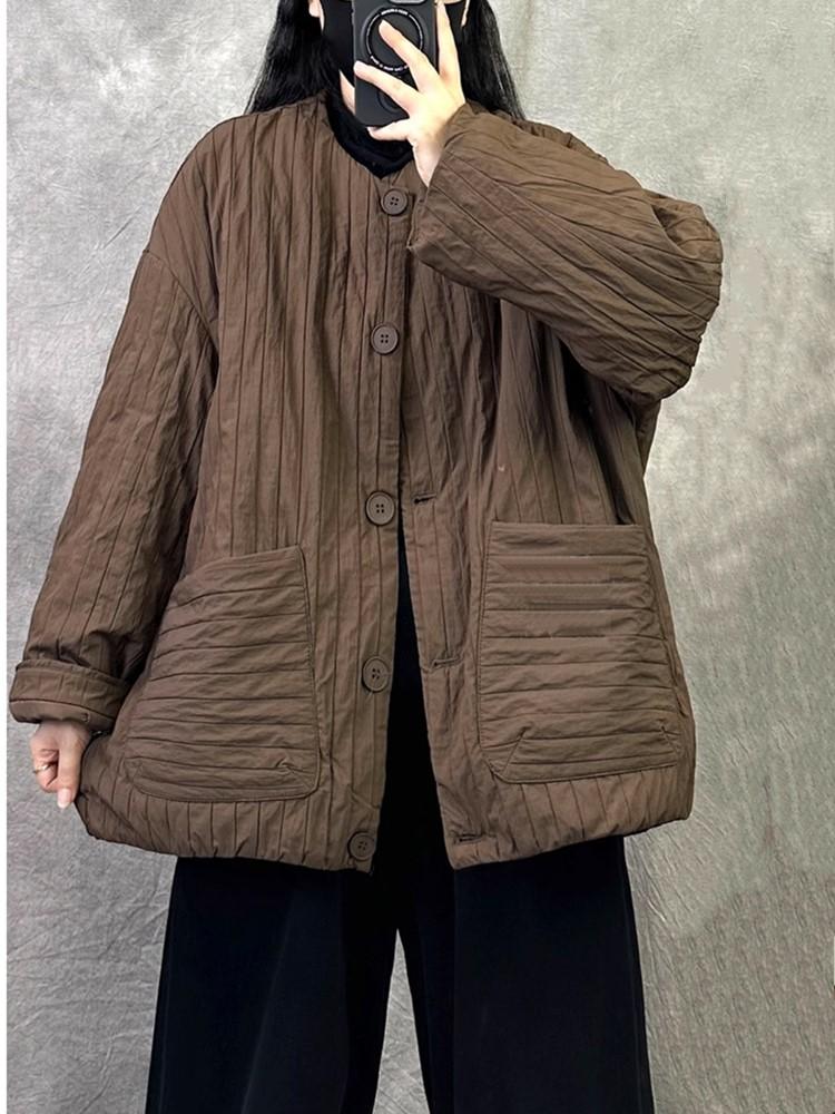 Autumn Spring Winter Cotton Padded Oversized Outerwears Women Casual Loose Jacket Coat