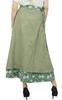 Phagun Summer Wear Reversible Floral Printed Cotton Olive Green Wrap Skirt