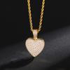 Factory Stock  Customized Hot Sale Chunky 18K Gold Plated Brass Lovers Heart Pendant Zircon Wedding Statement Necklace
