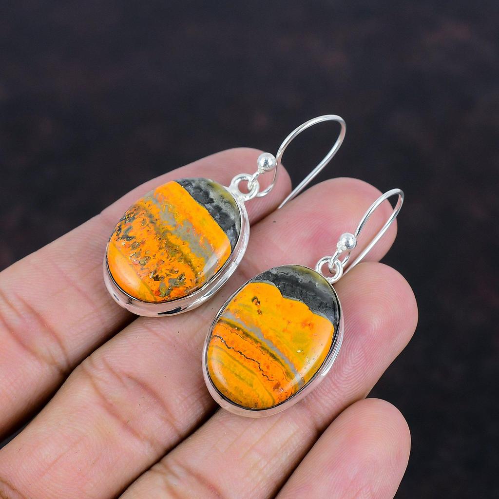 Серьги из яшмы шмеля, драгоценные камни, элегантные ювелирные изделия, серьги из стерлингового серебра 925 пробы, серьги ручной работы, лечебные камни, ювелирные изделия, подарки для мамы