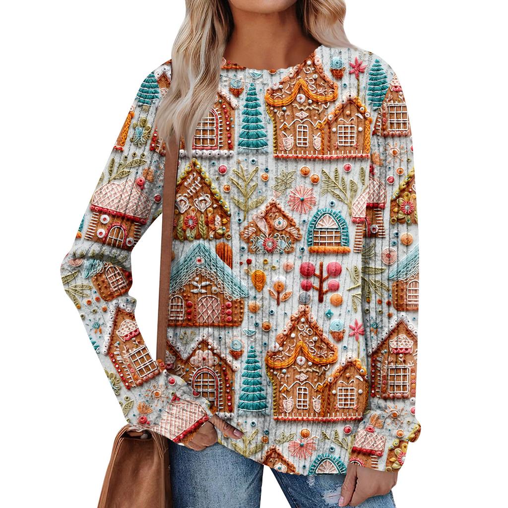 Женский принт Легкий Топ с круглым вырезом из матового хлопка