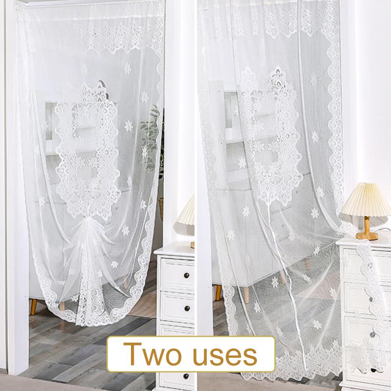 1Pc Pulling Curtain French Lace Fashion Insect Prevention Aesthetic Beauty Door Curtain Polyester Decorative Pattern