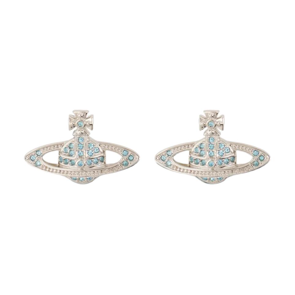 Vivienne Westwood Sphere Pattern Polished Clasp Design Brass Earrings Women earrings Silver 6202003302P763