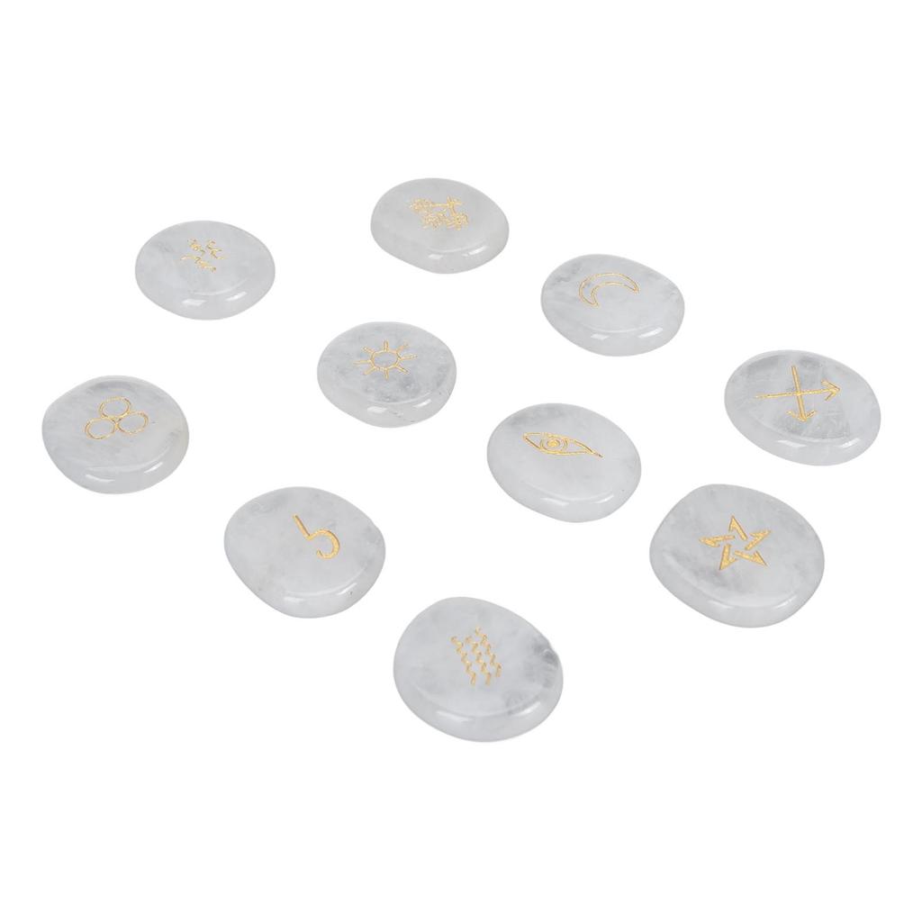 10Pcs Engraved Rune Stones Palm Stones Healing Witch Rune Stone with Engraved Symbol for Meditation