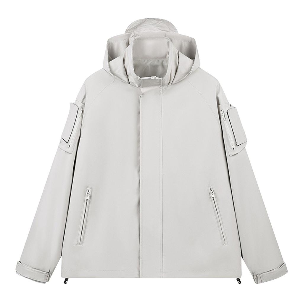 Унисекс Осенняя повседневная спортивная однотонная ветрозащитная куртка на молнии Рабочая куртка
