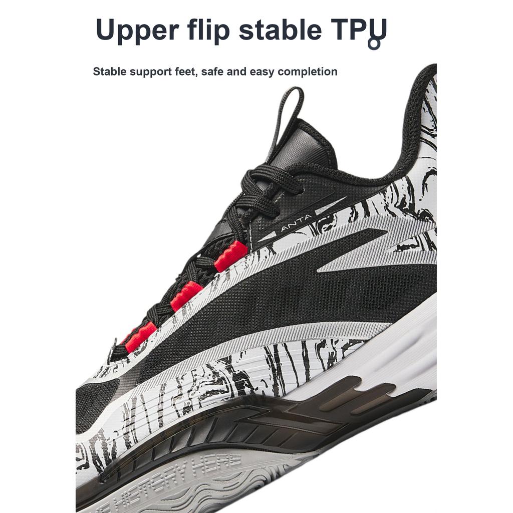 Anta Детские дышащие удобные нескользящие износостойкие низкие баскетбольные кроссовки детские кроссовки черные белые 312431103-3