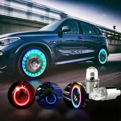 Цветные светодиодные фонари для колес автомобилей, мотоциклов и велосипедов, Универсальные колпачки для ниппелей шин, Крутое RGB свечение, Декор для колес автомобиля/велосипеда