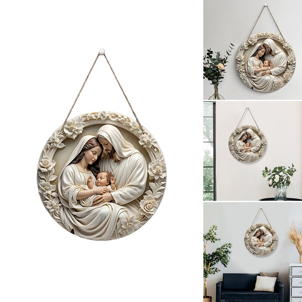 Изготовленная вручную деревянная табличка с изображением Иисуса и Девы Марии, настенное украшение для религиозного украшения дома