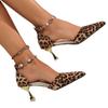Женские пикантные леопардовые босоножки на высоком каблуке, женские роскошные туфли с кристаллами из бисера для вечеринок, дизайнерские модельные туфли-лодочки, Zapatillas De Mujer