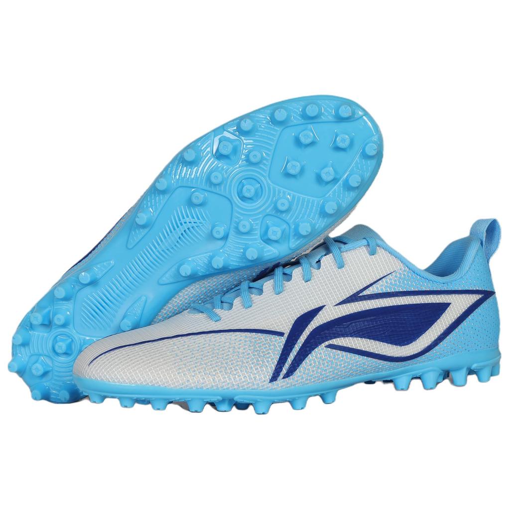 Li Ning MG Многоцелевые Скользкие Устойчивые к истиранию Футбольные Бутсы Мужские Флуоресцентный Небесно-голубой YSFV011-5