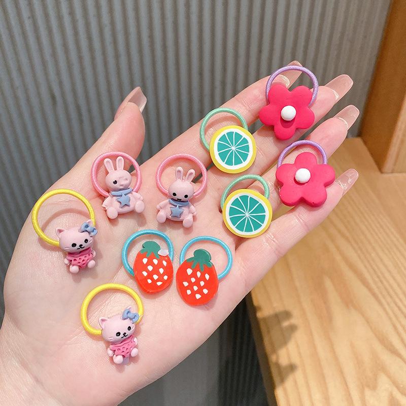 10 шт./набор Резинки для волос для детей Милые мультяшные животные Резинка Головной убор Девочки Детская повязка на голову Скранчи Детские аксессуары для волос